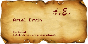 Antal Ervin névjegykártya